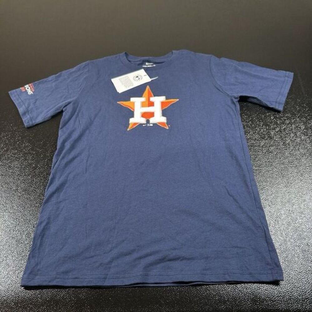 Nike Houston‎ Astros Shirt Youth Large 14-16 Blue MLB Baseball World Series New